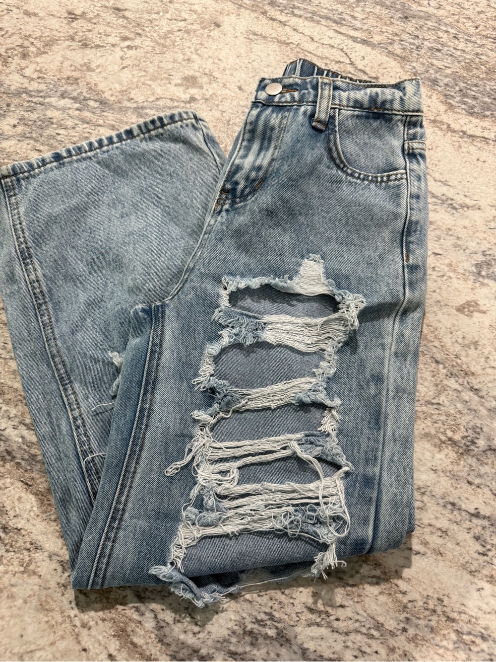 Girls 11y SHEIN Light Blue Distressed Ripped Jeans